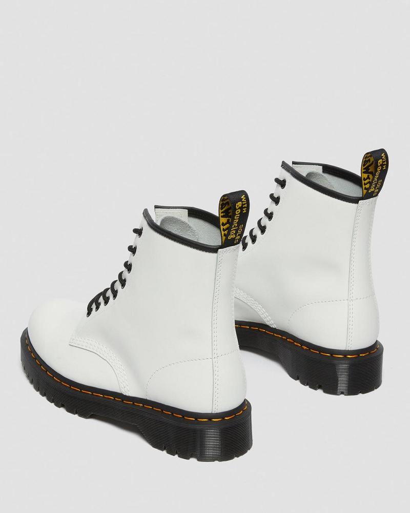 White Men's Dr Martens 1460 Bex Smooth Leather Platform Boots | CA 551ILH